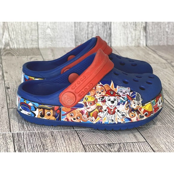CROCS Other - Crocs 5C Fun Lab Paw Patrol Band Blue Clog with Red Strap. GUC